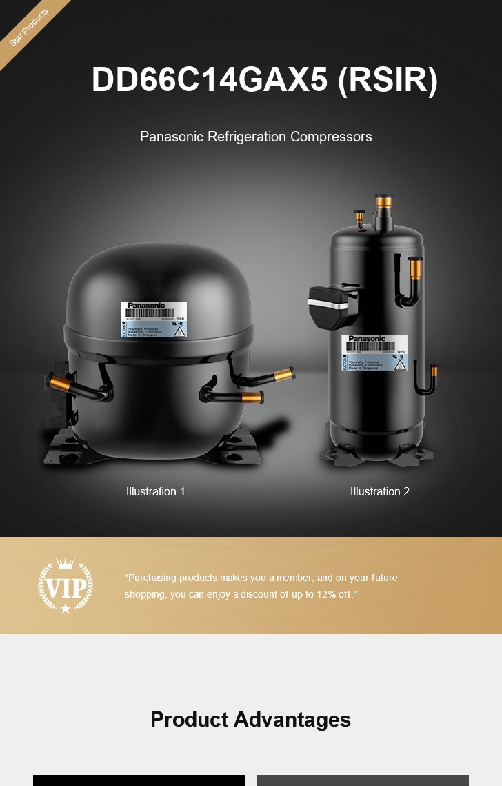 Panasonic Compressor DD66C14GAX5 (RSIR), technical parameters pdf, structure diagram